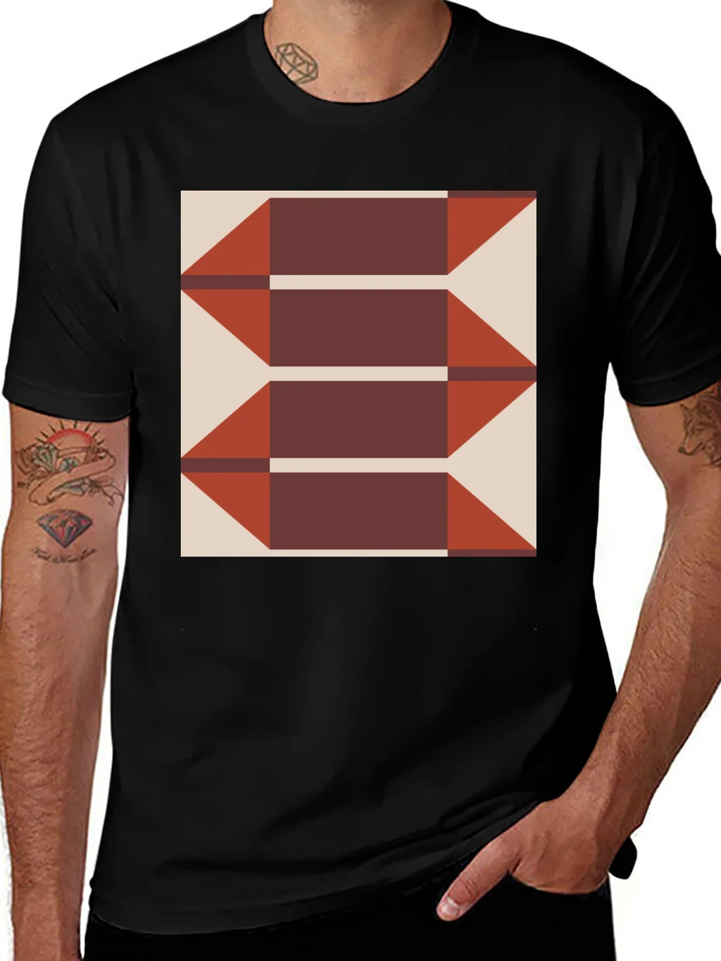 Geometric Arrows Graphic Tee - Modern Print T-Shirt product image 1