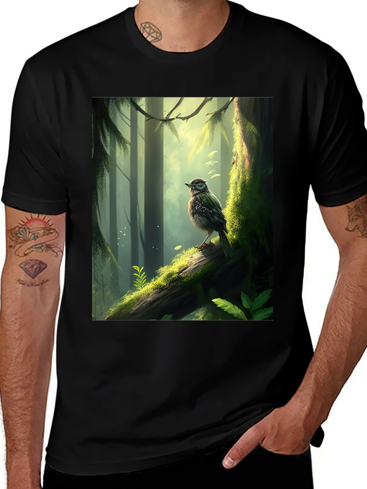 Forest Bird Graphic Tee - Nature Inspired T-Shirt product image 1