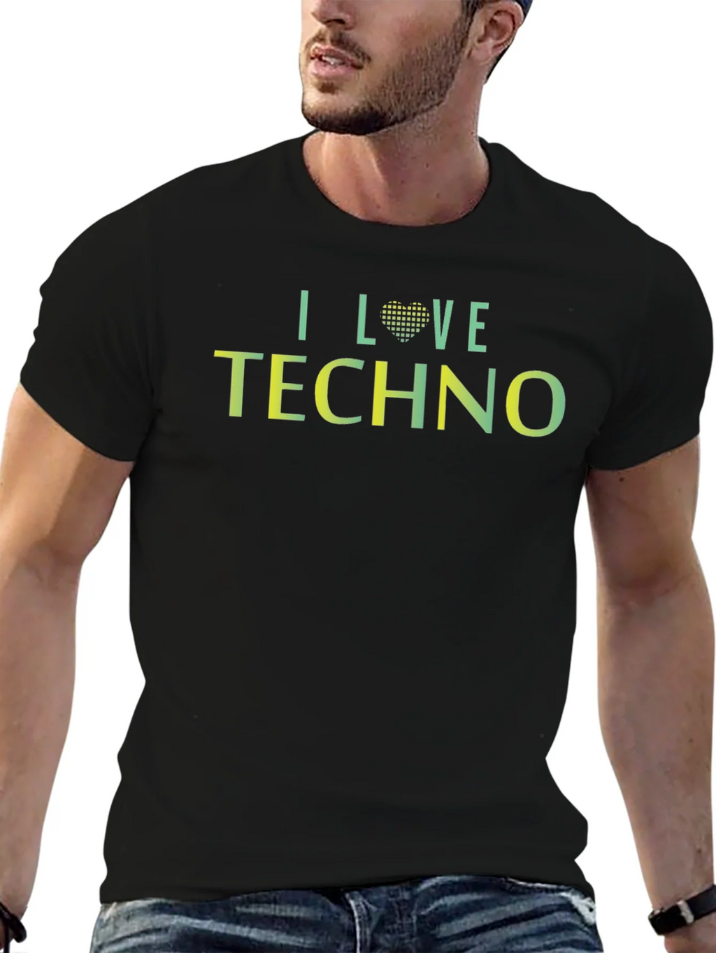 I Love Techno Graphic Tee - Unisex Black T-Shirt product image 5