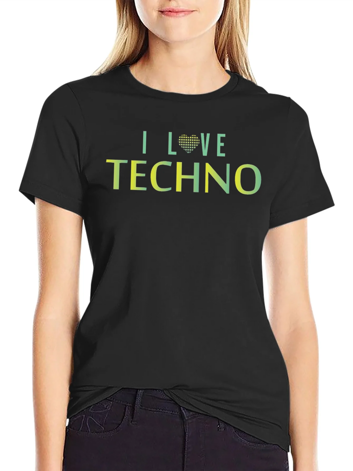I Love Techno Graphic Tee - Unisex Black T-Shirt product image 2