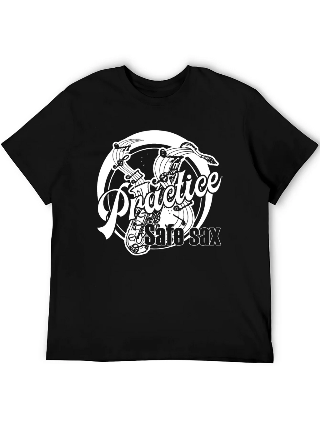 Practice Safe Sax Black Graphic T-Shirt product image 4