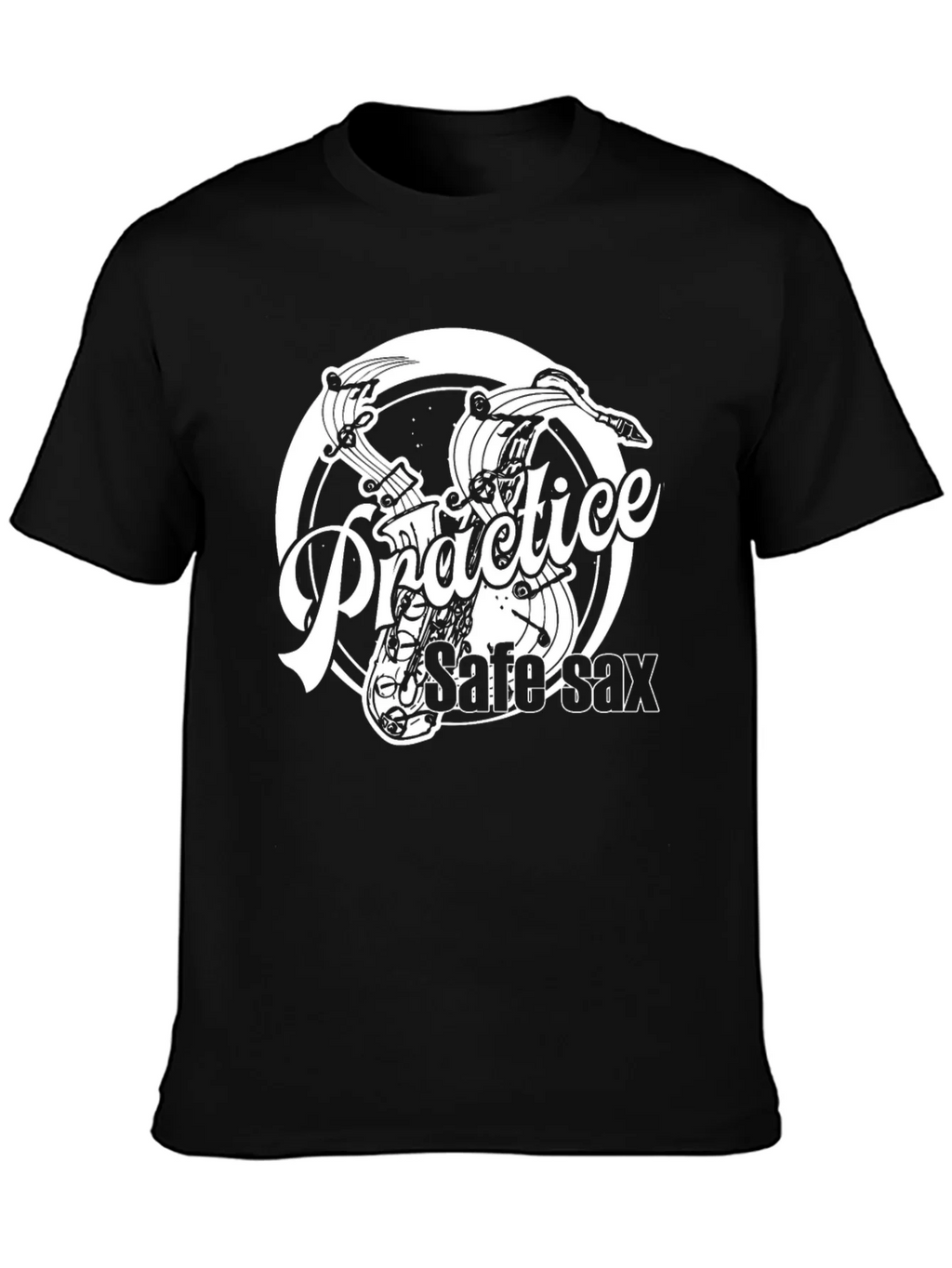 Practice Safe Sax Black Graphic T-Shirt product image 3