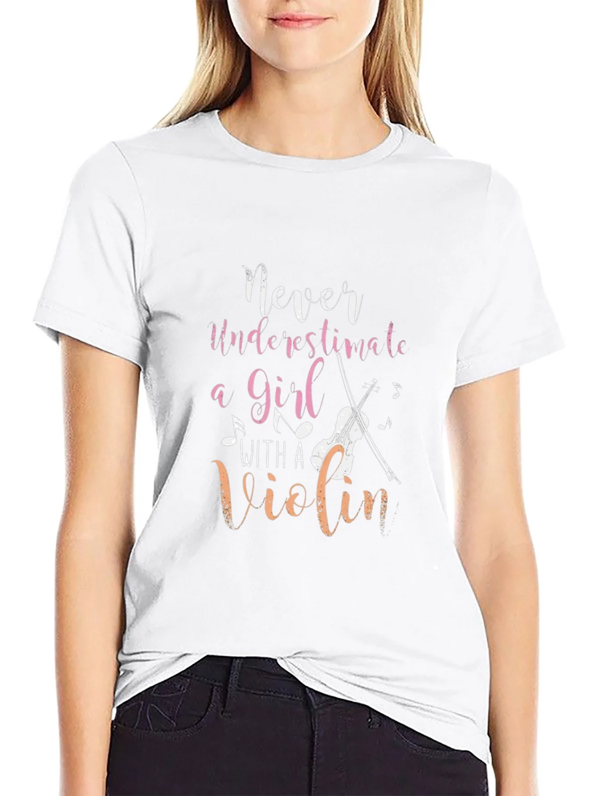 Never Underestimate Girl with a Violin Tee product image 5