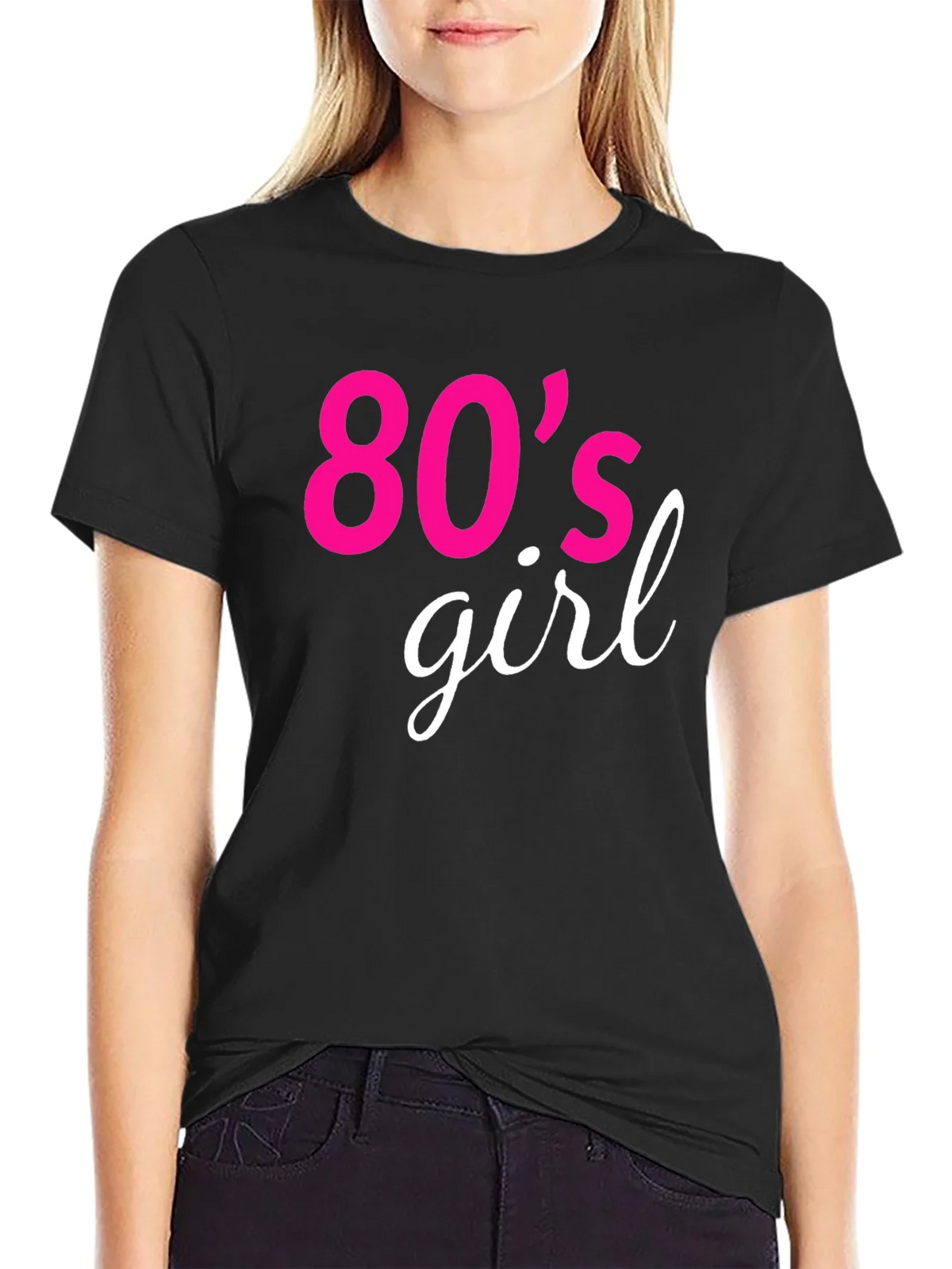 80s Girl Retro Graphic Tee - Black product image 2