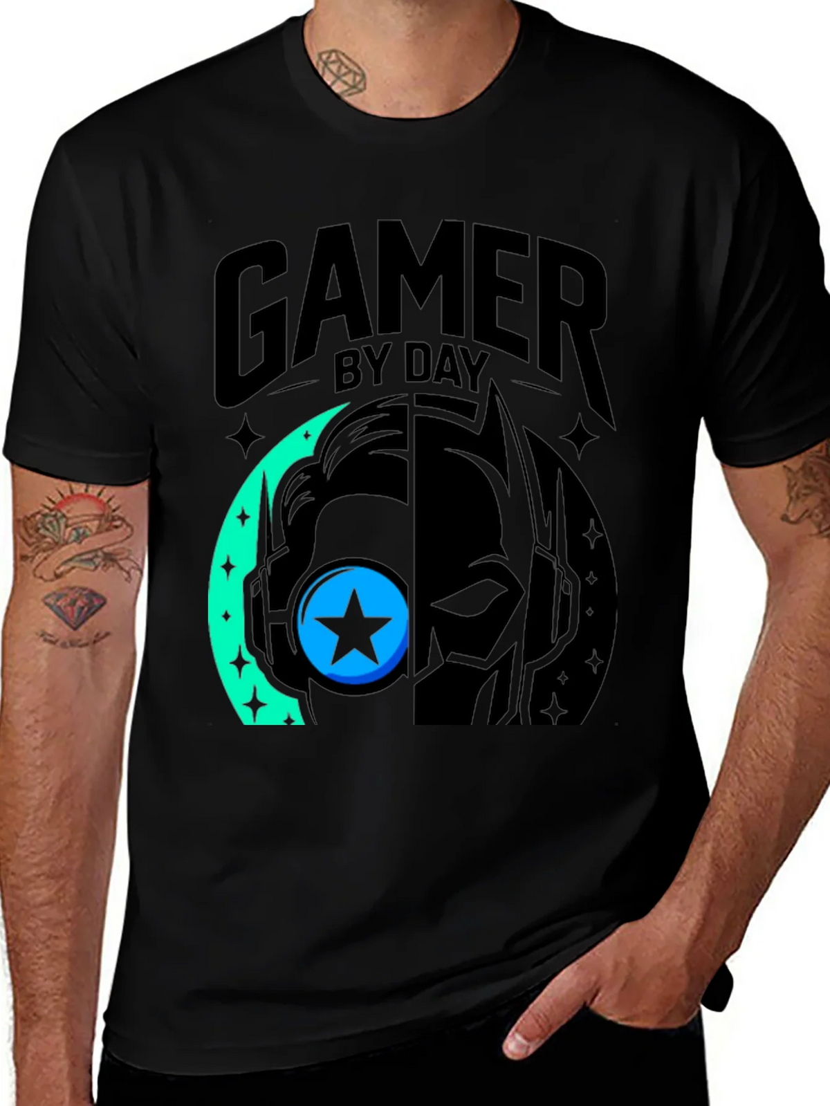 Gamer By Day Black Graphic Tee product image 1