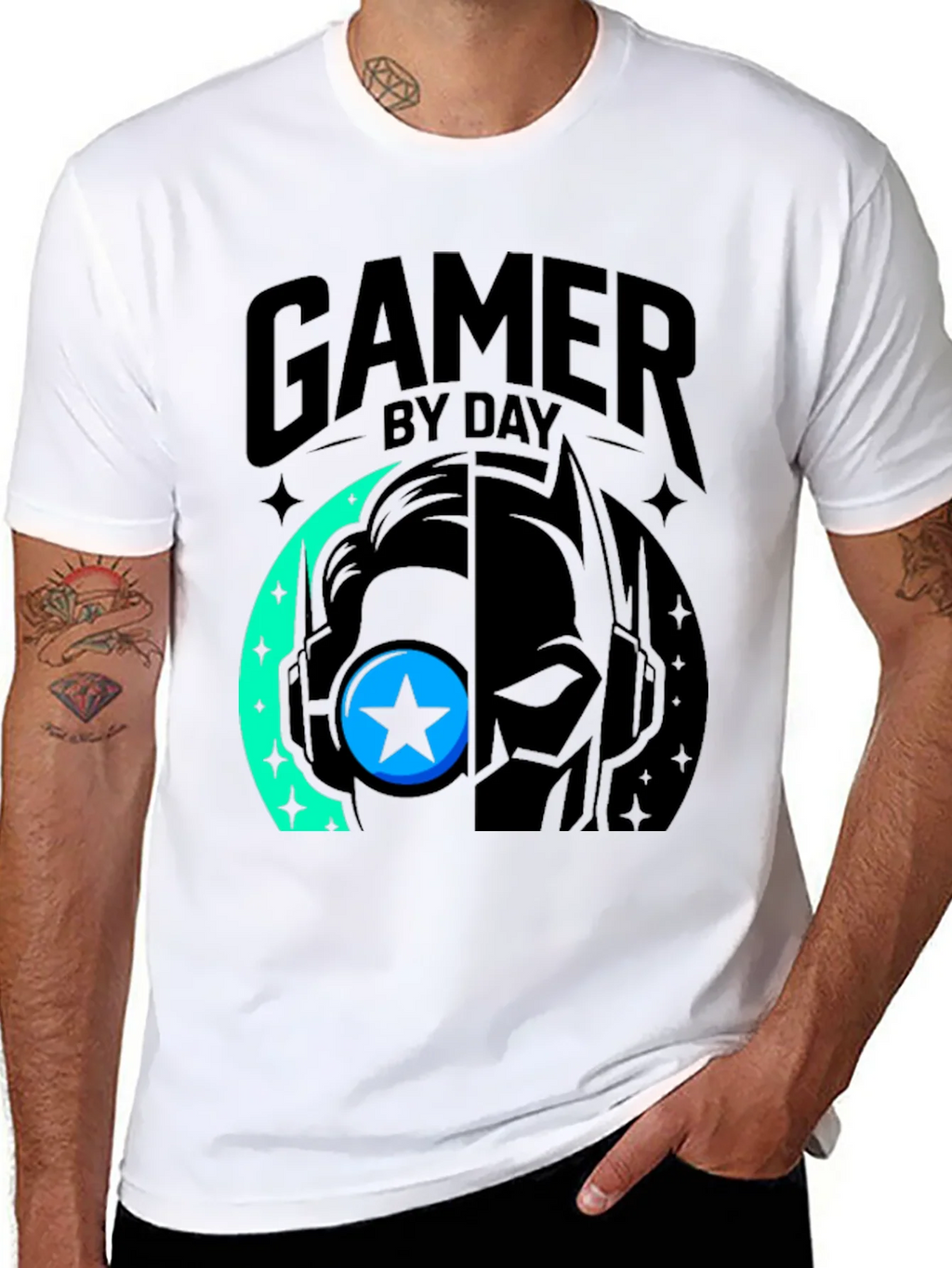 Gamer By Day Black Graphic Tee product image 5