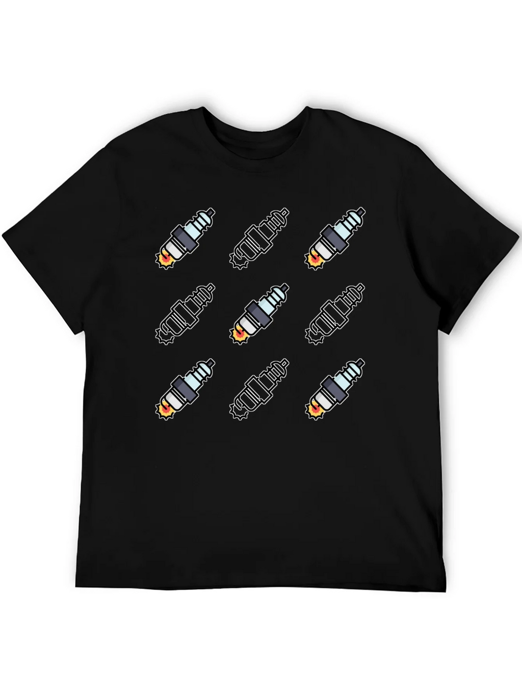 Spark Plug Pattern Black T-Shirt product image 3