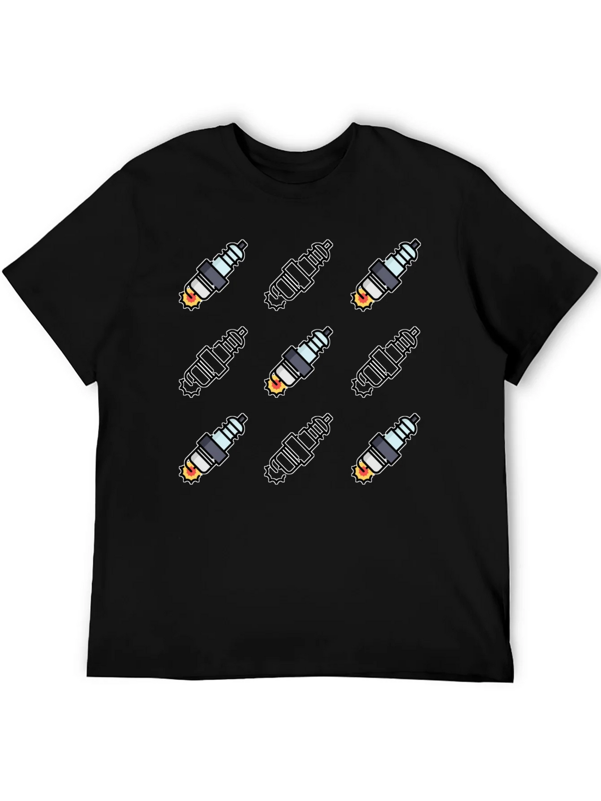 Spark Plug Pattern Black T-Shirt product image 3