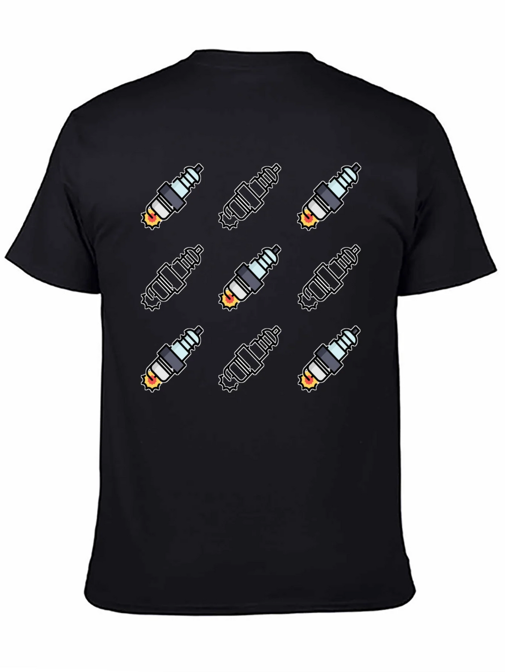 Spark Plug Pattern Black T-Shirt product image 2