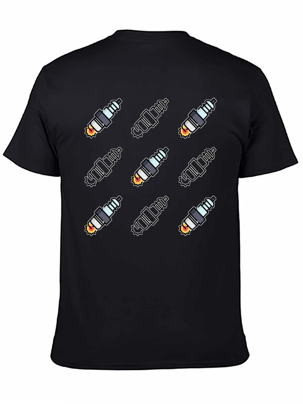 Spark Plug Pattern Black T-Shirt product image 2