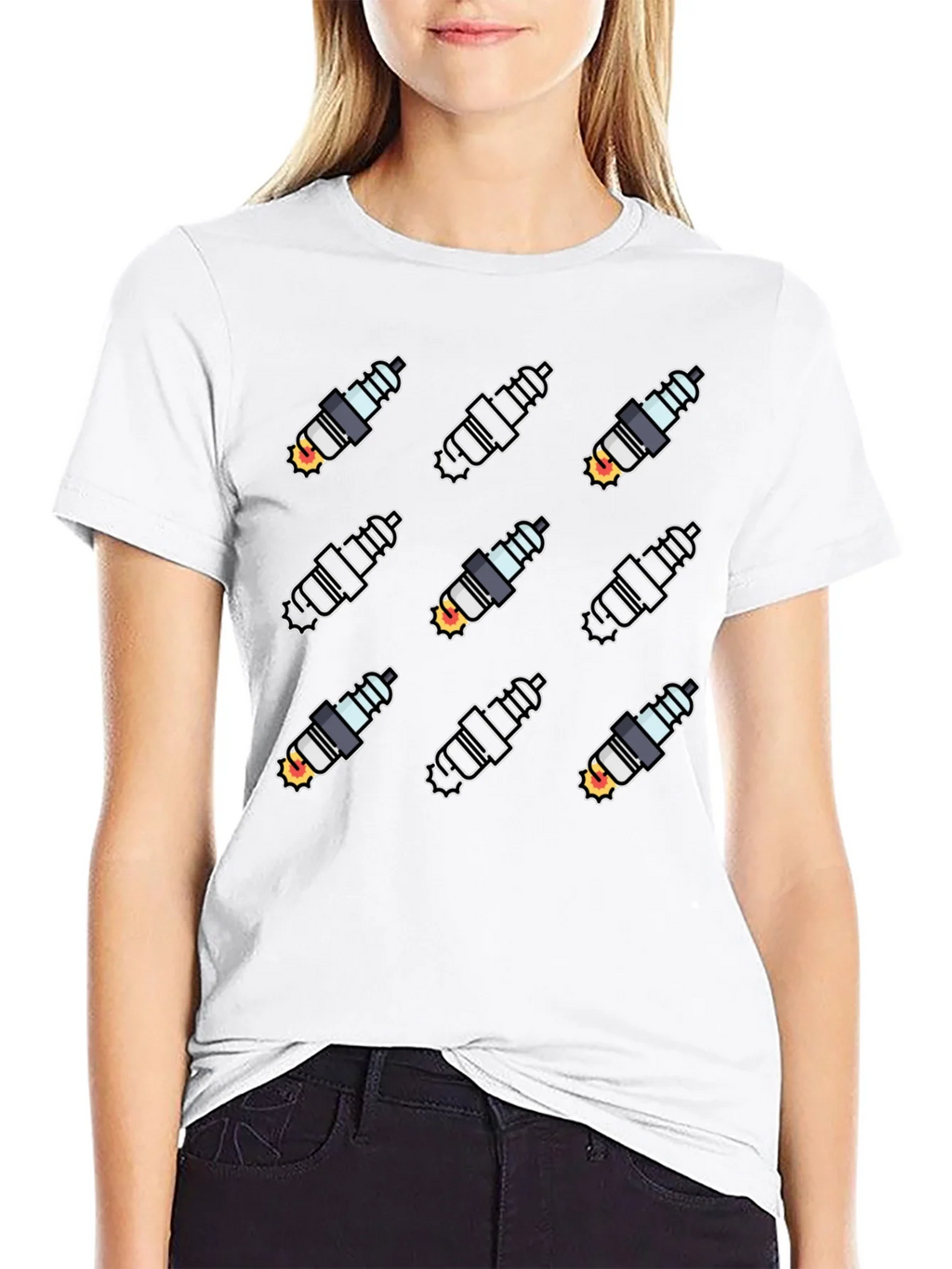 Spark Plug Pattern Black T-Shirt product image 5