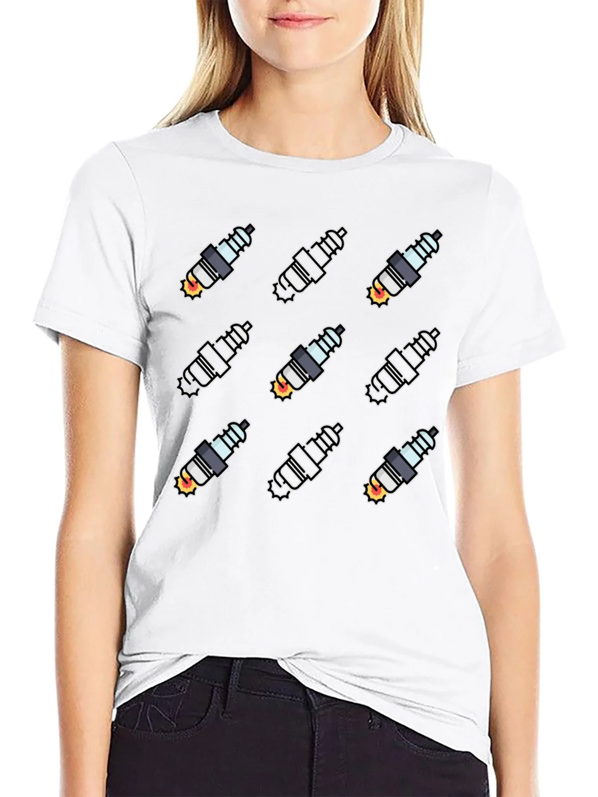 Spark Plug Pattern Black T-Shirt product image 5