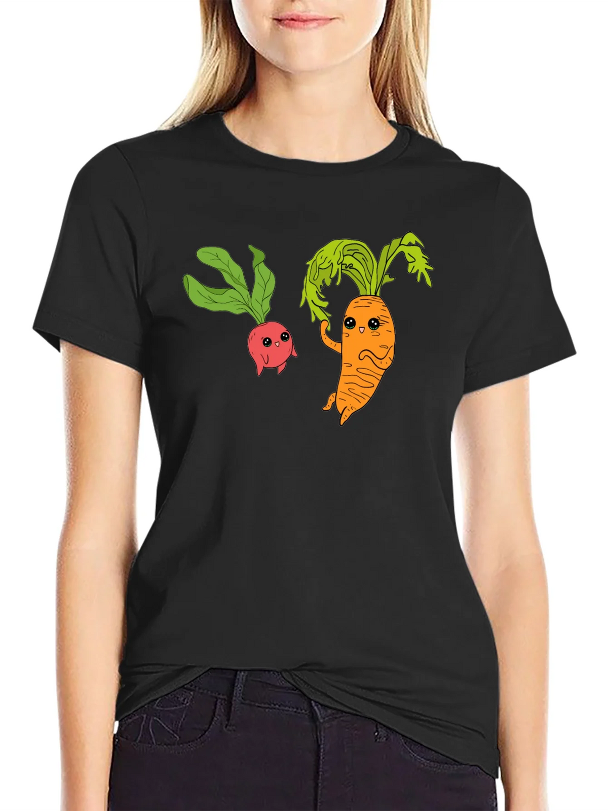 Cartoon Veggie T-Shirt: Radish & Carrot Friends product image 2