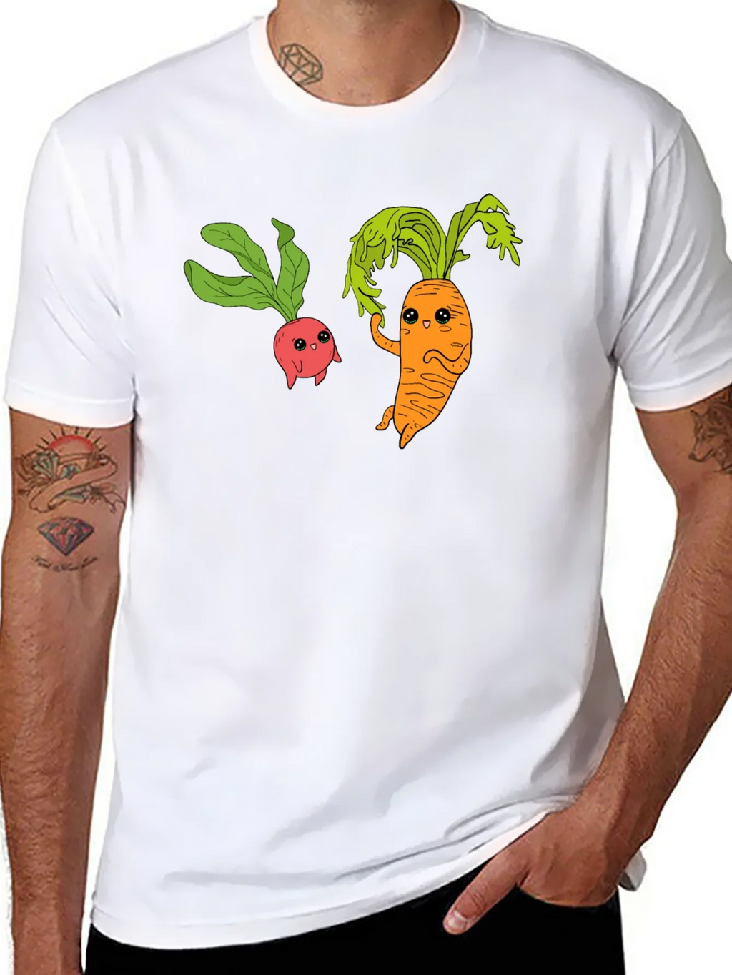 Cartoon Veggie T-Shirt: Radish & Carrot Friends product image 7