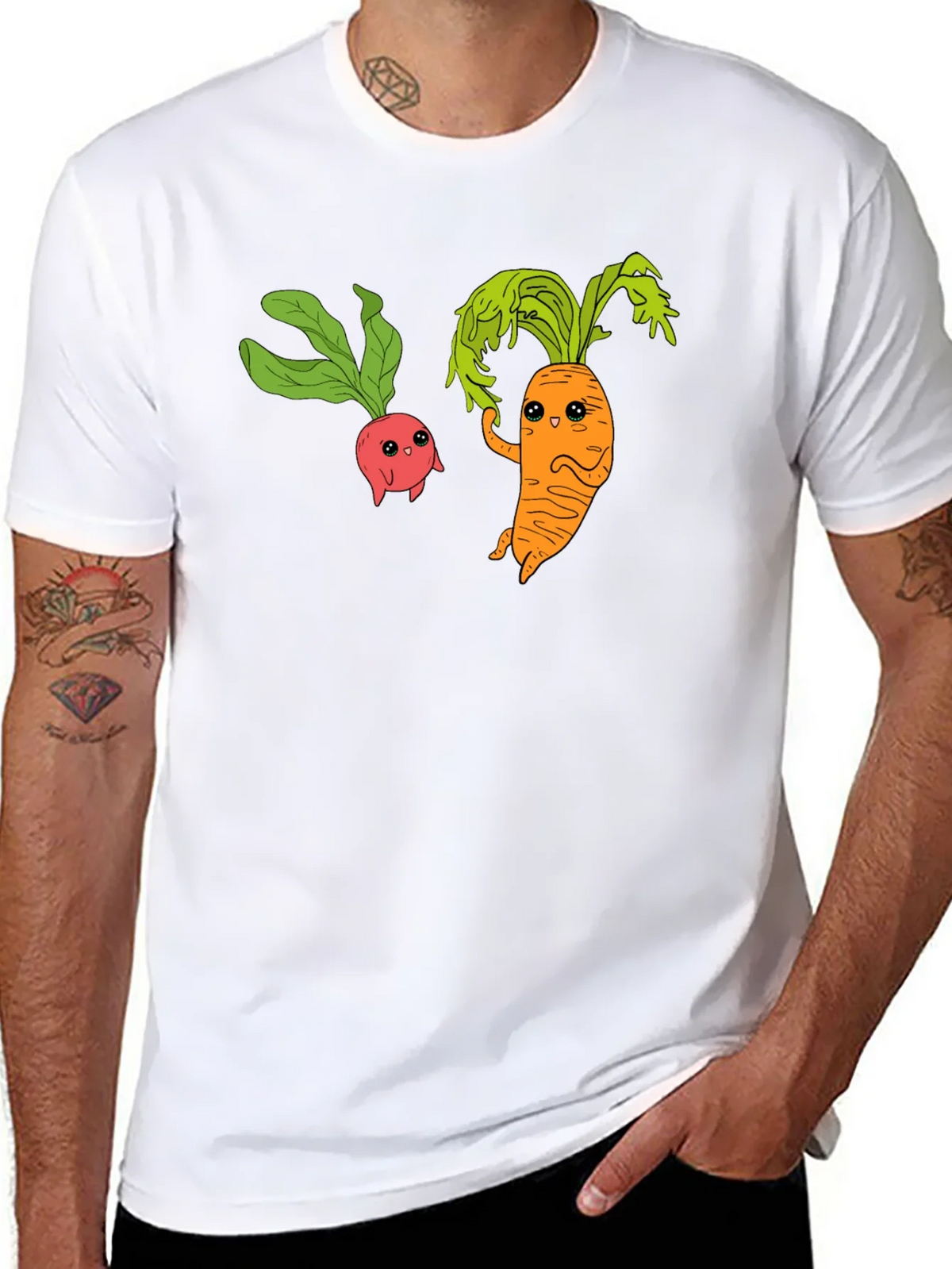Cartoon Veggie T-Shirt: Radish & Carrot Friends product image 7