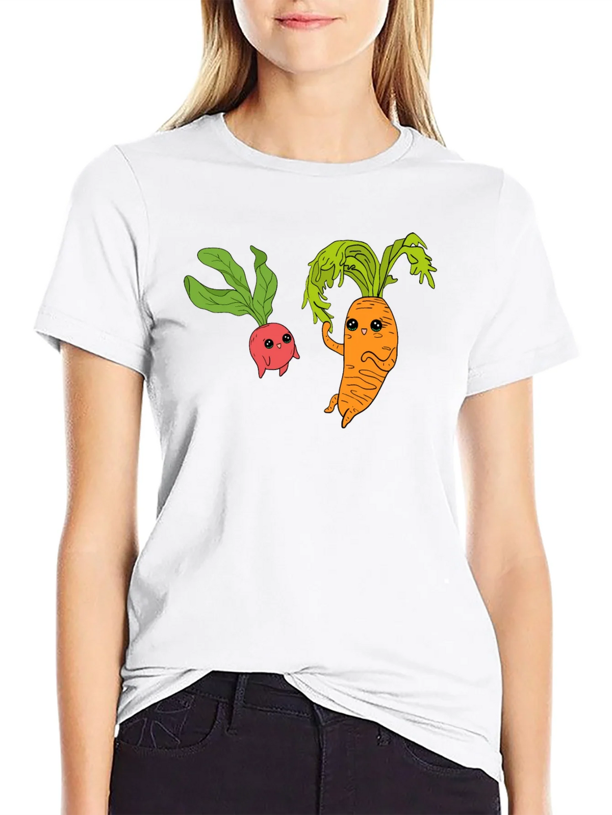 Cartoon Veggie T-Shirt: Radish & Carrot Friends product image 8