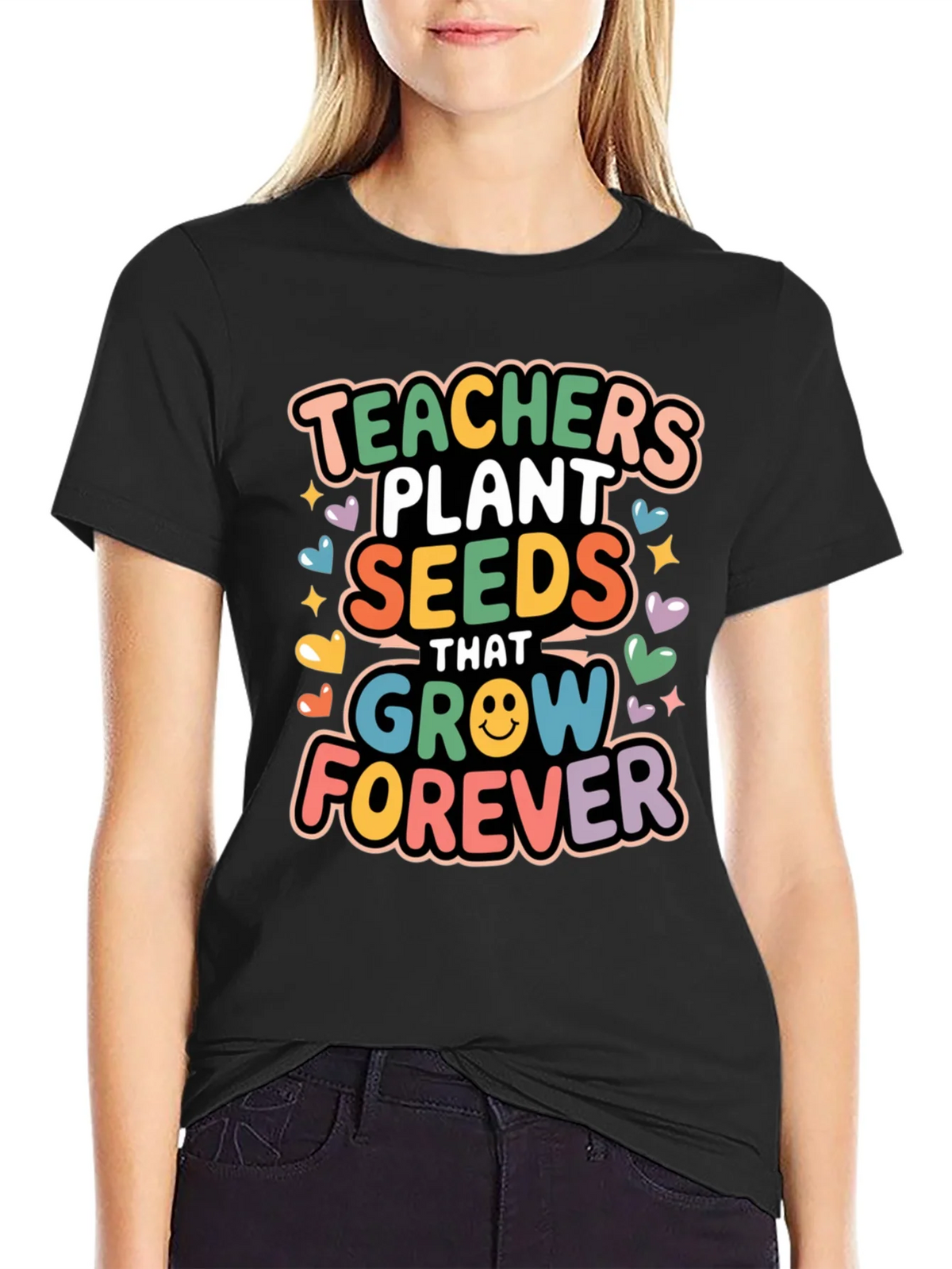 Teachers Plant Seeds T-Shirt - Black Cotton Blend product image 2