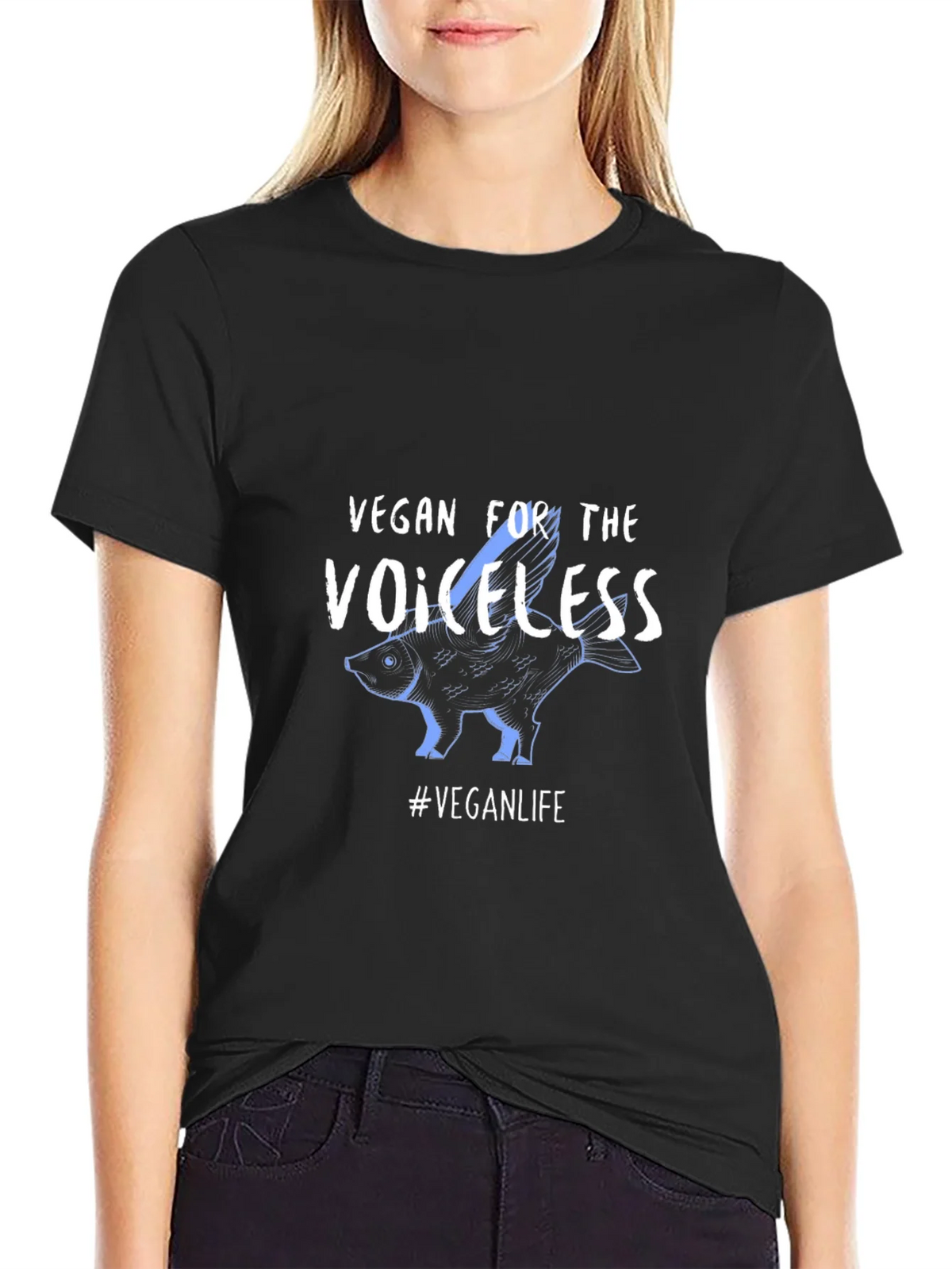Vegan For The Voiceless Black T-Shirt product image 2