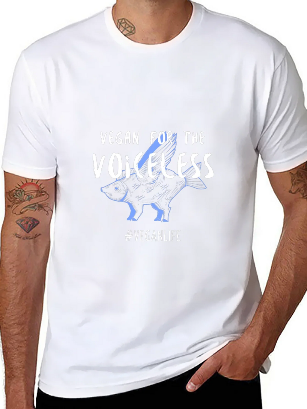 Vegan For The Voiceless Black T-Shirt product image 7