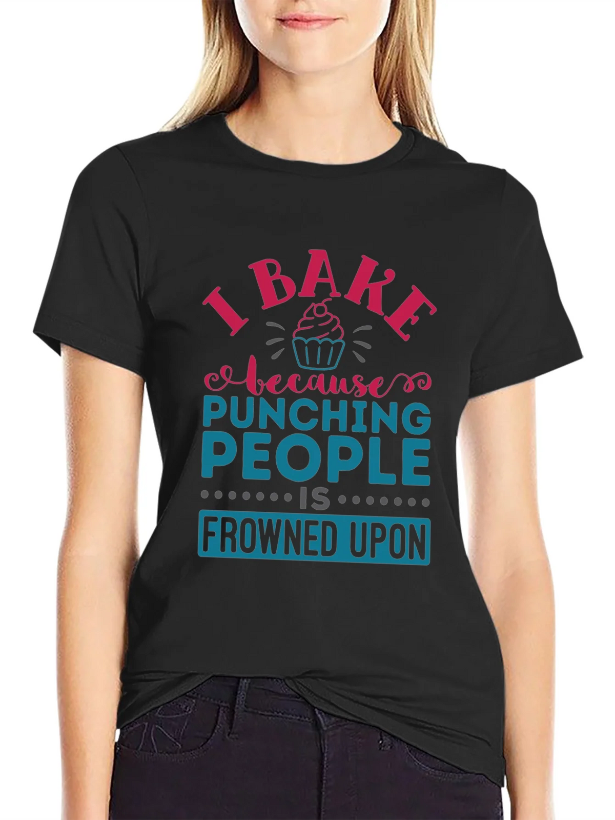I Bake Because Punching People Is Frowned Upon T-Shirt product image 2