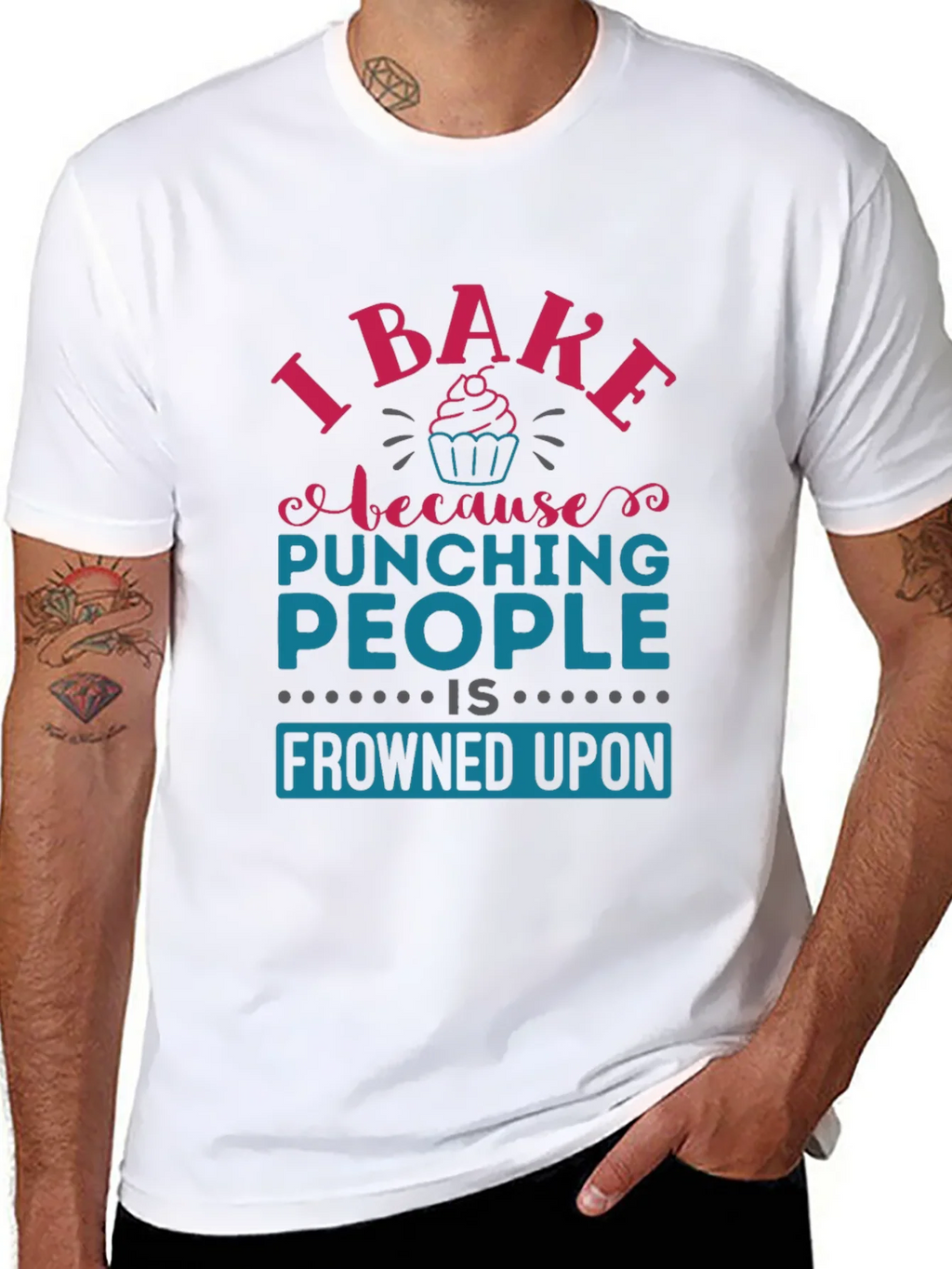 I Bake Because Punching People Is Frowned Upon T-Shirt product image 7