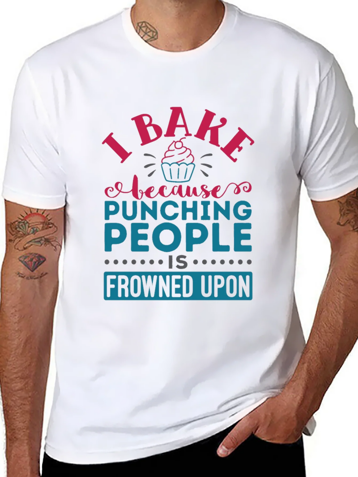 I Bake Because Punching People Is Frowned Upon T-Shirt product image 7