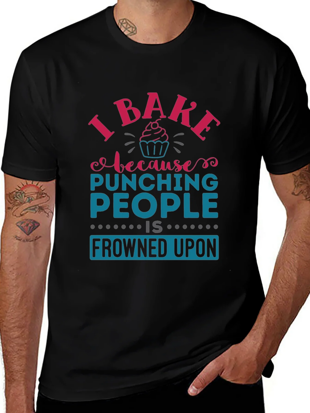 I Bake Because Punching People Is Frowned Upon T-Shirt product image 1