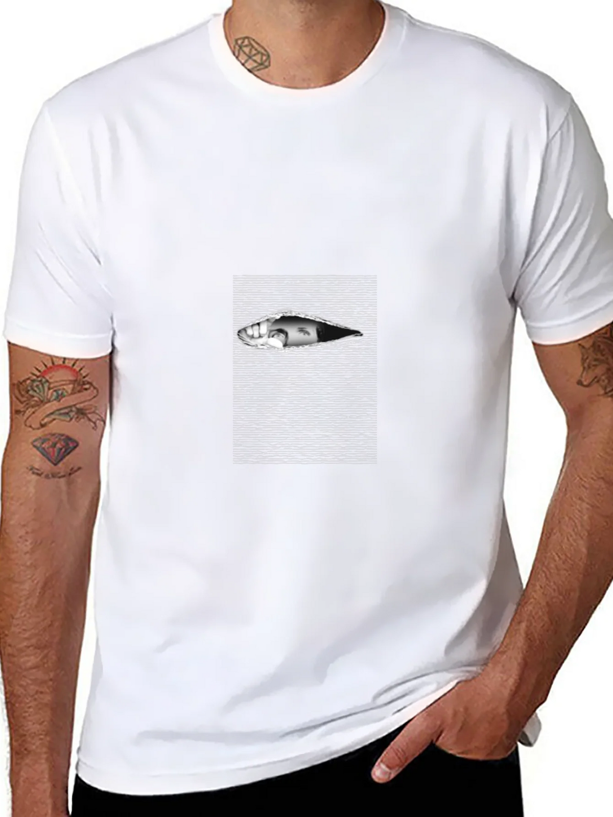 Edgy Black T-Shirt with Eye Graphic product image 7