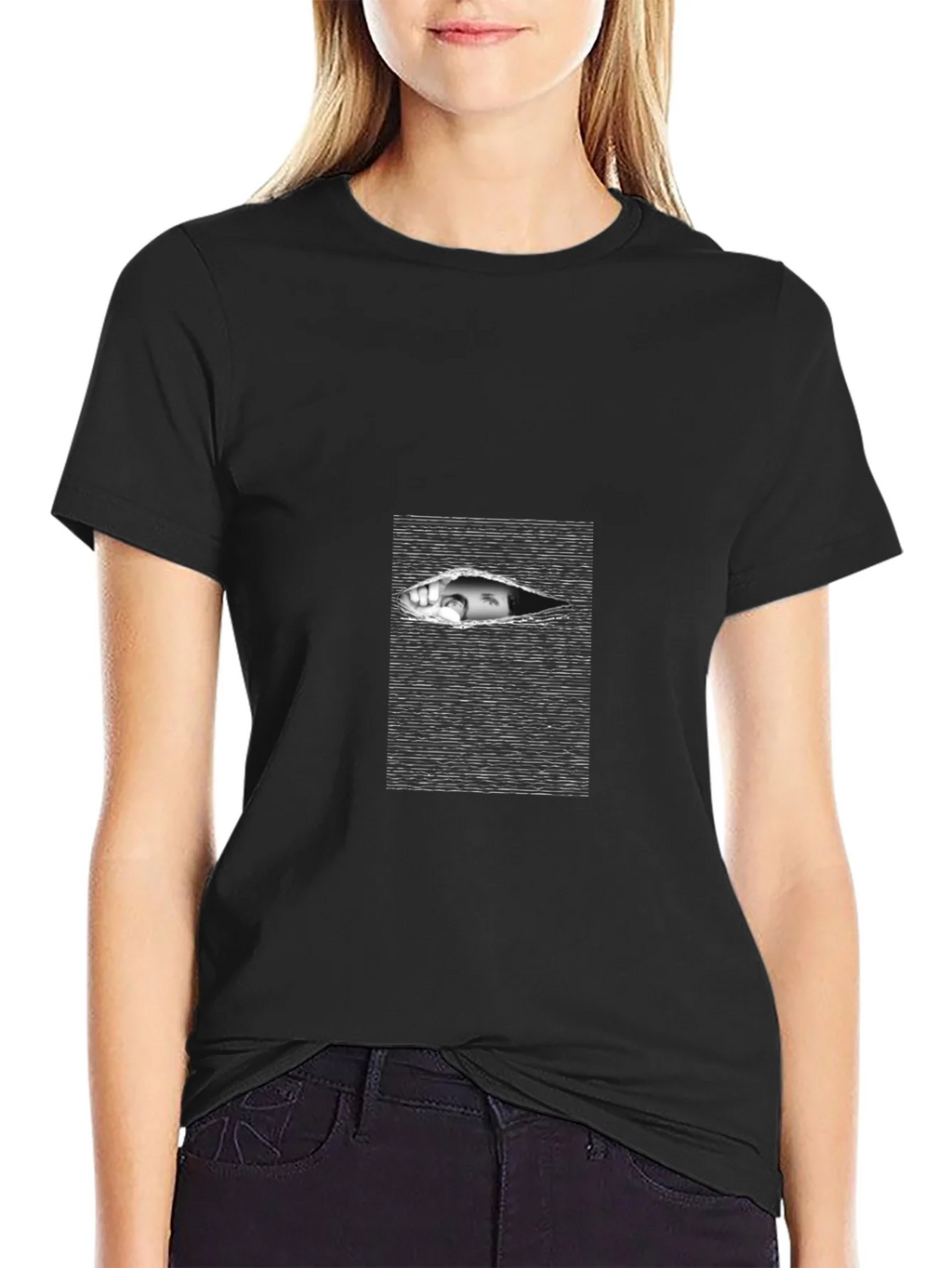 Edgy Black T-Shirt with Eye Graphic product image 2