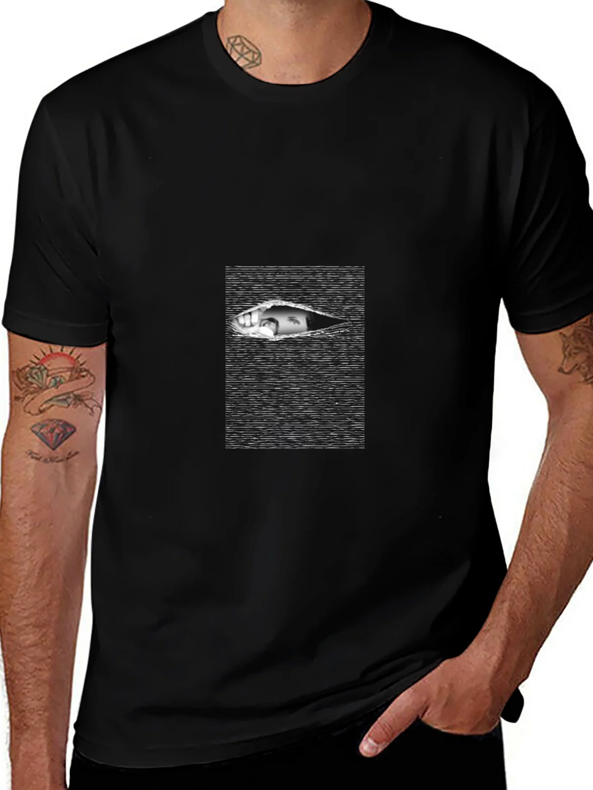 Edgy Black T-Shirt with Eye Graphic product image 1