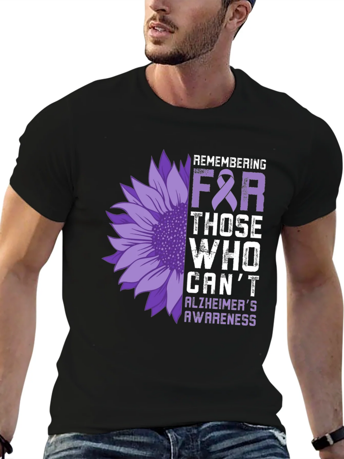 Alzheimers Awareness Sunflower T-Shirt product image 6