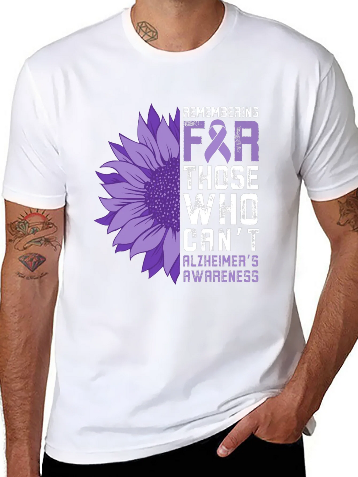 Alzheimers Awareness Sunflower T-Shirt product image 7