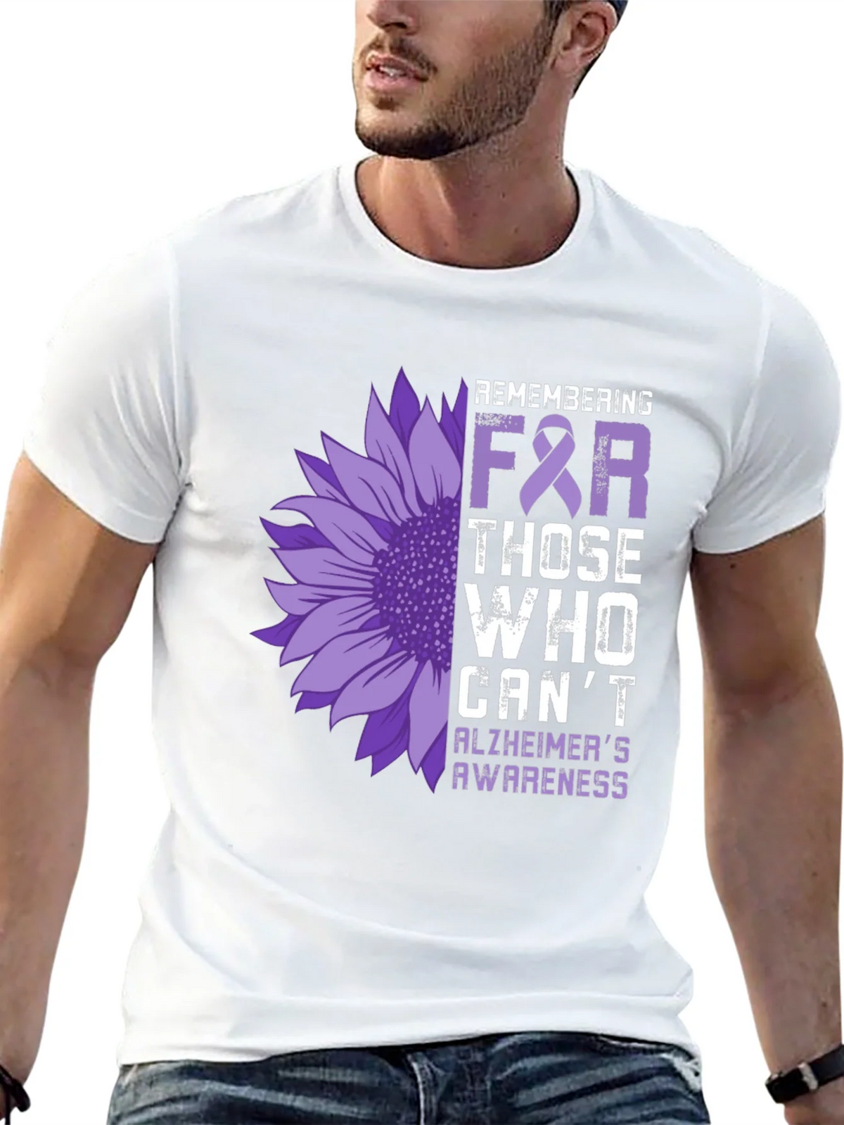 Alzheimers Awareness Sunflower T-Shirt product image 12