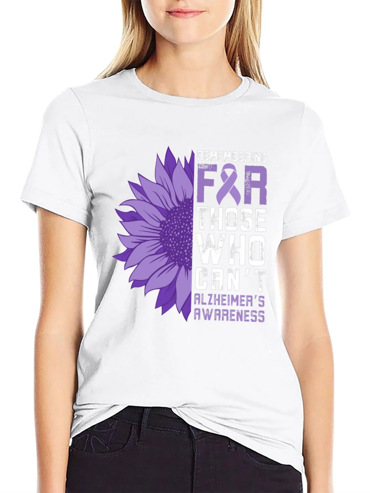Alzheimers Awareness Sunflower T-Shirt product image 8