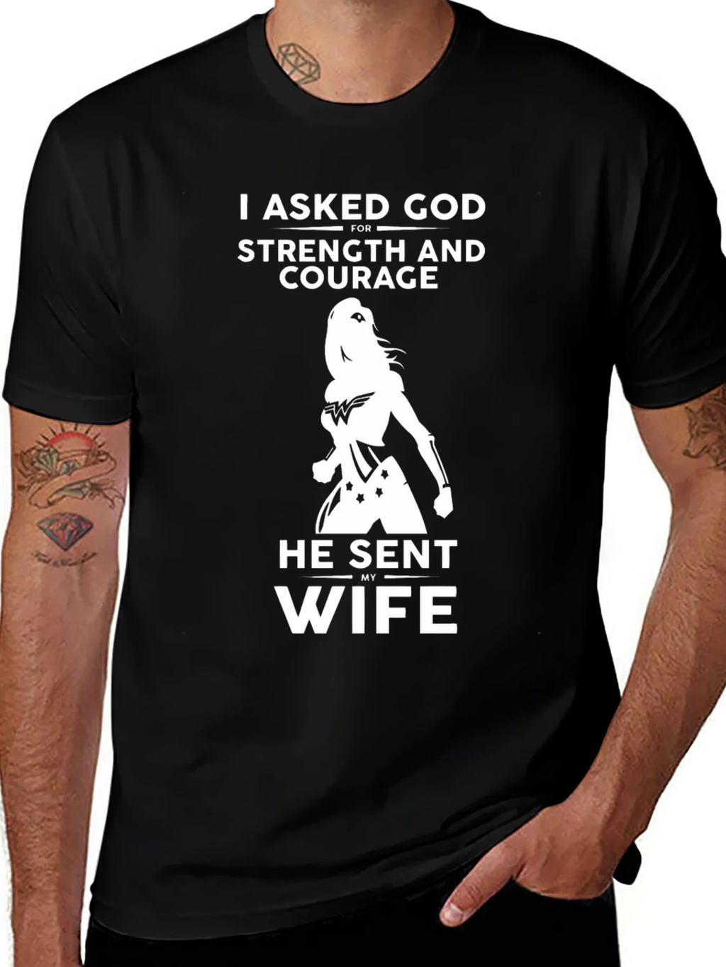 I Asked God For Strength T-Shirt - Gift Husband product image 1