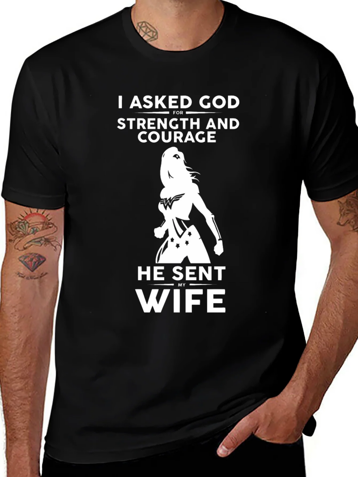 I Asked God For Strength T-Shirt - Gift Husband product image 1