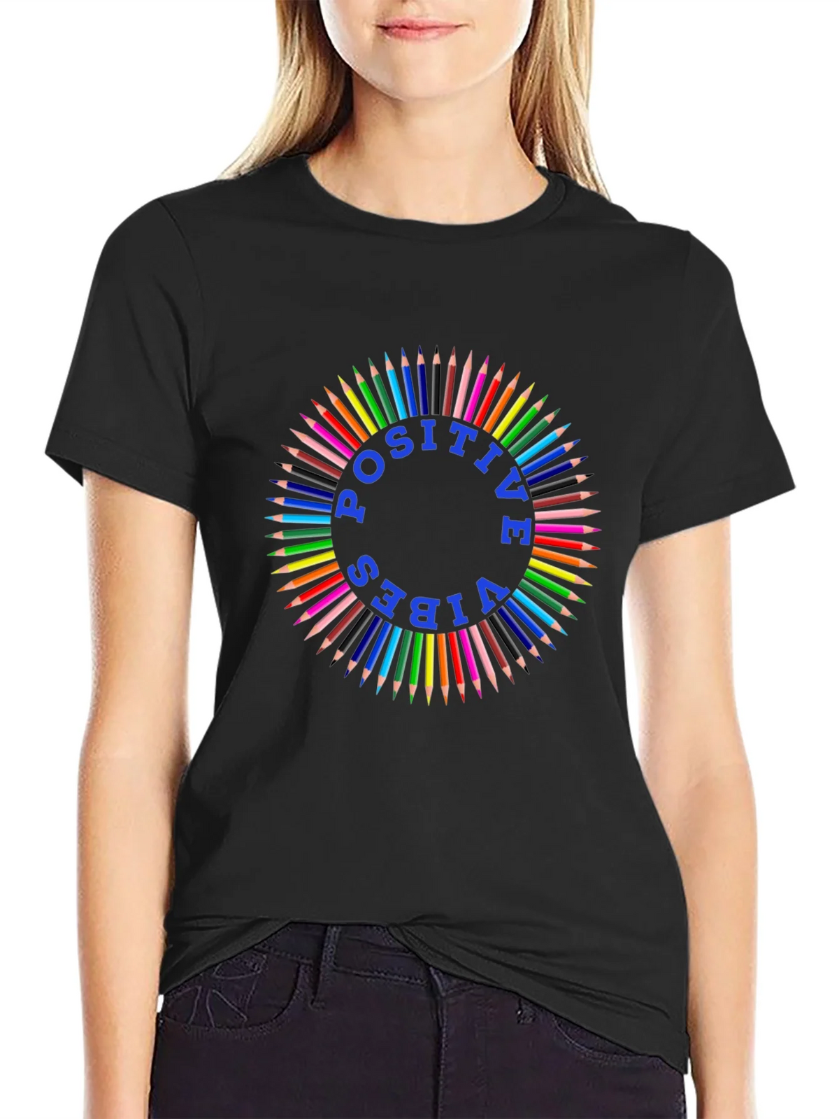 Positive Vibes Colored Pencil Graphic Tee product image 1