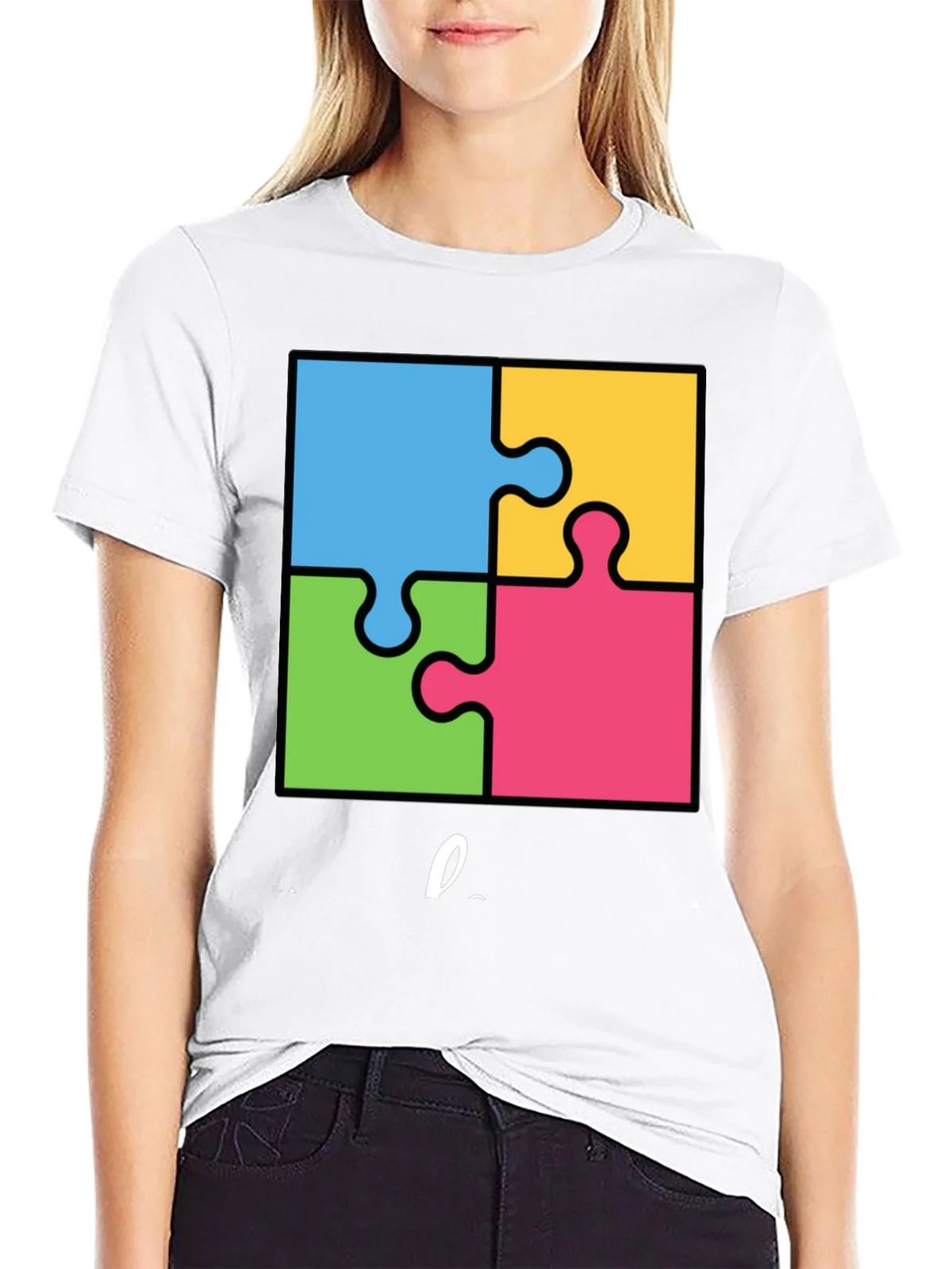 Autism Awareness Puzzle T-Shirt - Black Cotton Tee product image 8