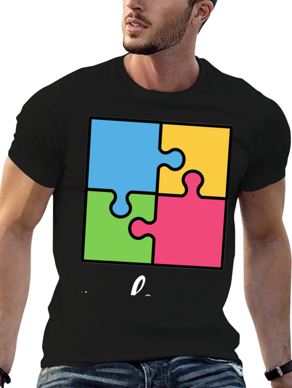 Autism Awareness Puzzle T-Shirt - Black Cotton Tee product image 6