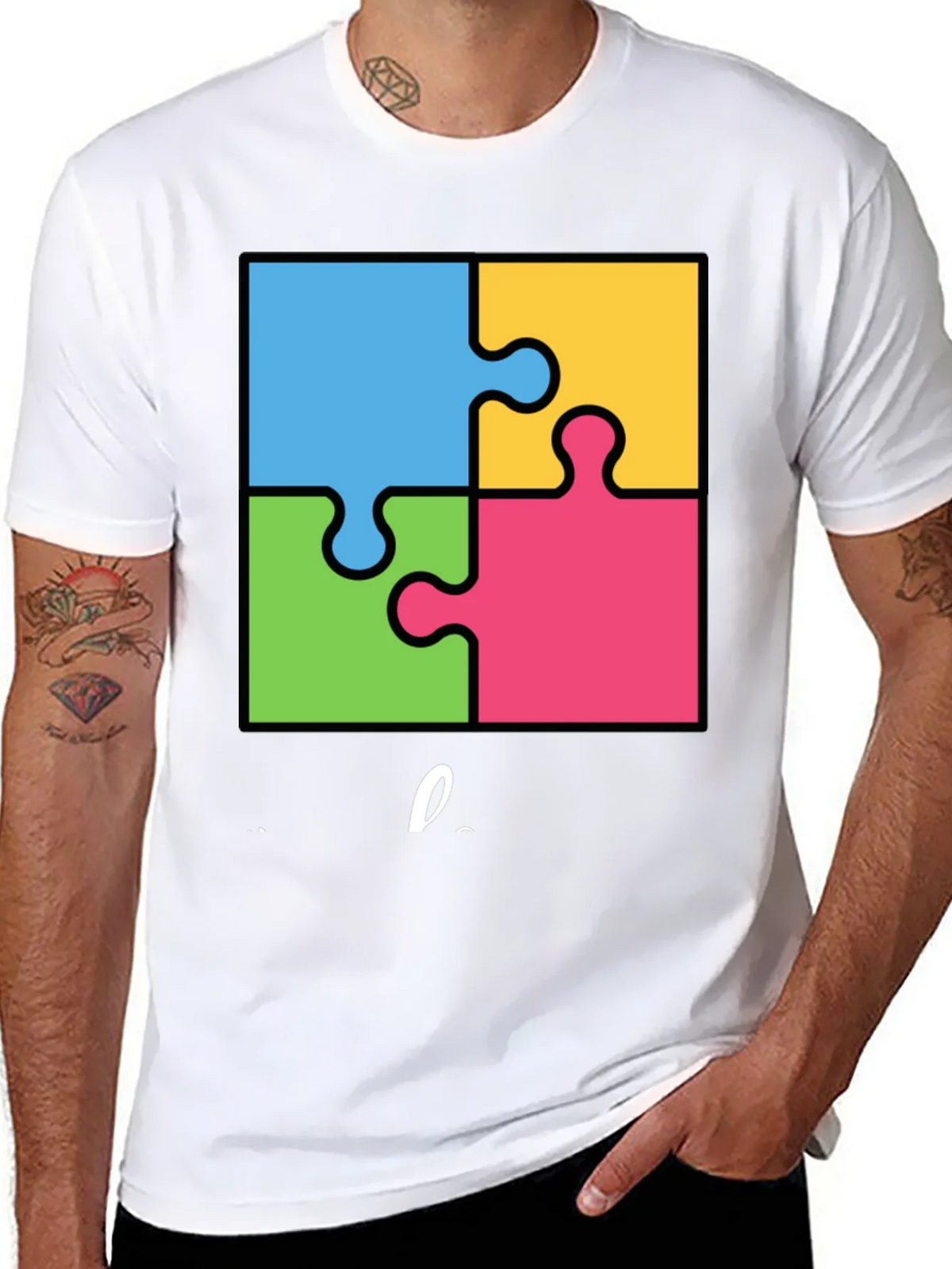 Autism Awareness Puzzle T-Shirt - Black Cotton Tee product image 7