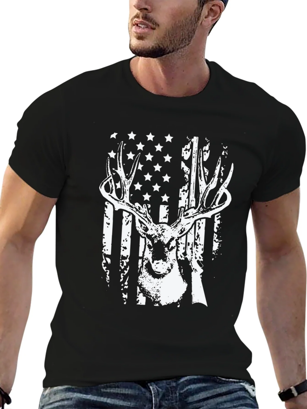 American Flag Deer Hunting T-Shirt product image 6