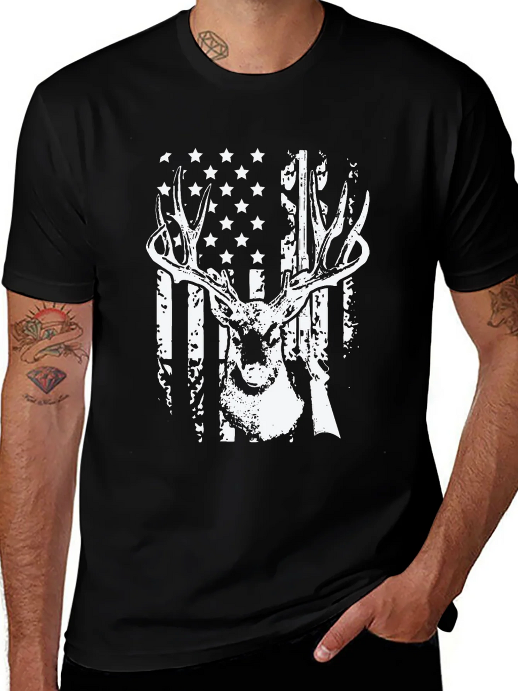 American Flag Deer Hunting T-Shirt product image 1