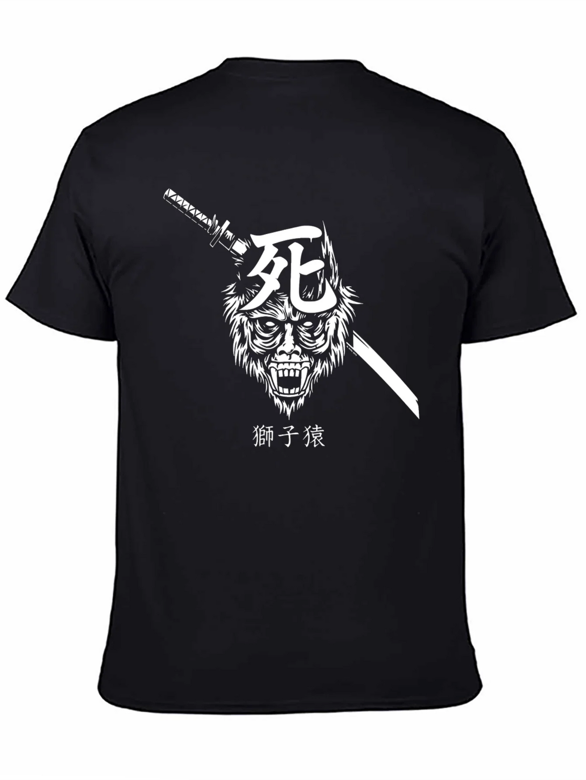 Samurai Wolf Graphic Tee - Black Cotton T-Shirt product image 4