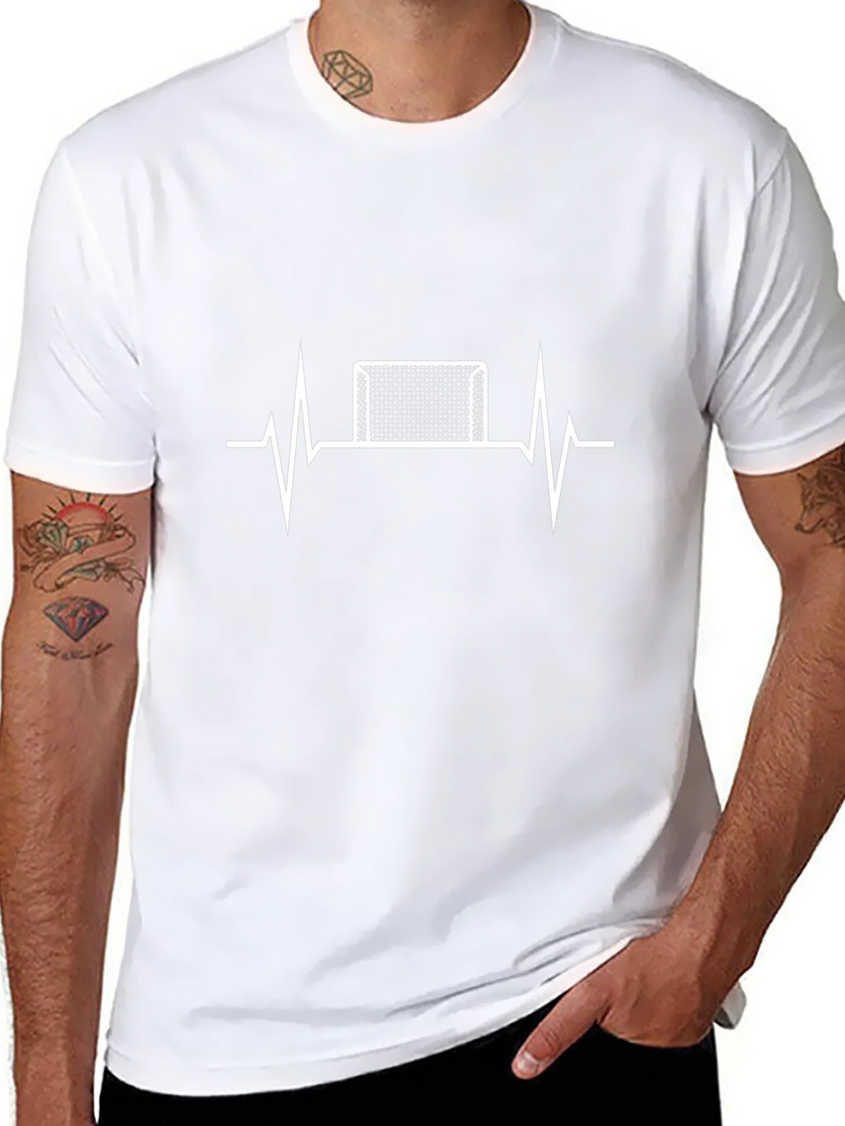 Hockey Goal Heartbeat T-Shirt - Black product image 7