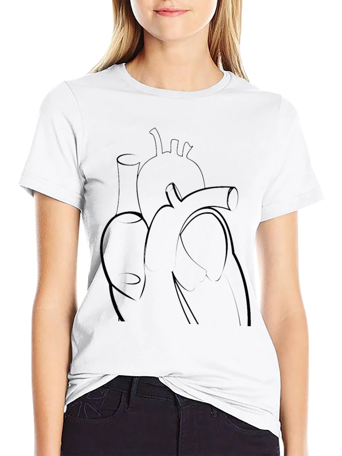 Anatomical Heart Line Art Graphic Tee - Black product image 8