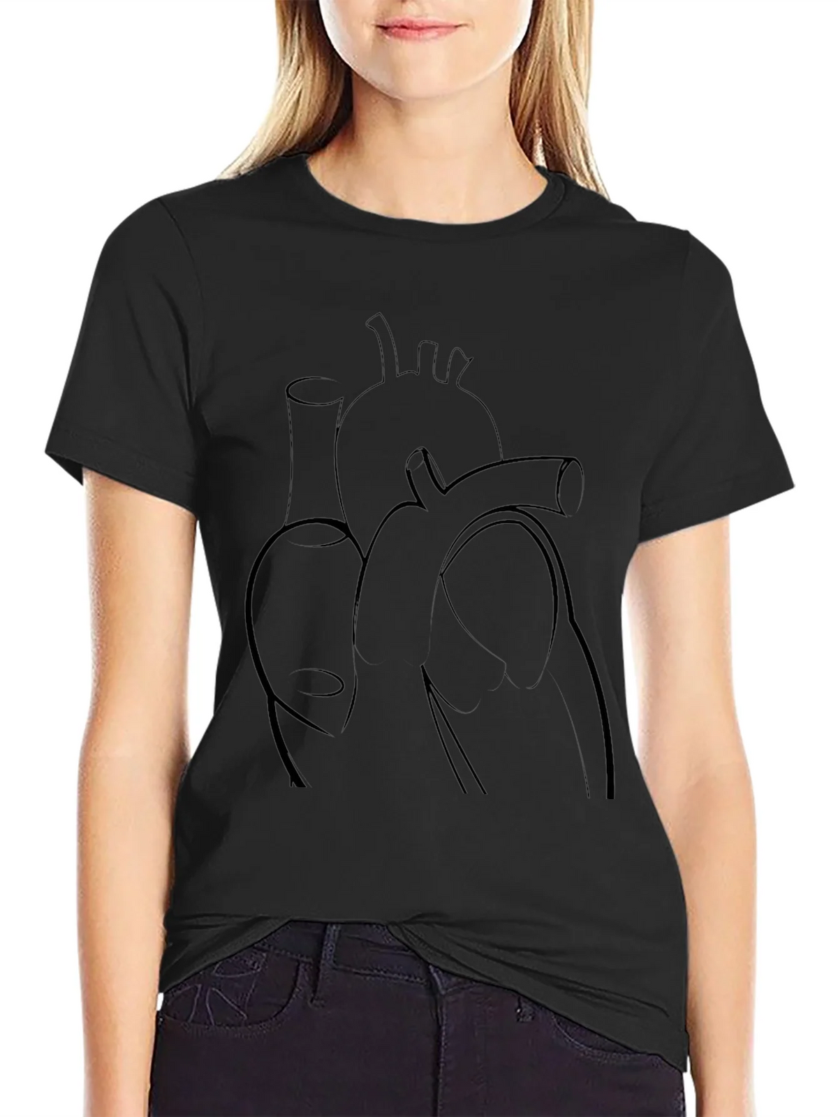 Anatomical Heart Line Art Graphic Tee - Black product image 2