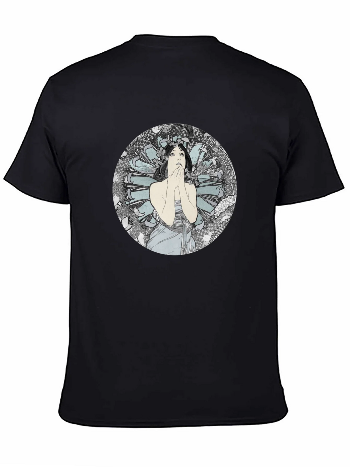 Art Nouveau Lady Graphic Black T-Shirt product image 1