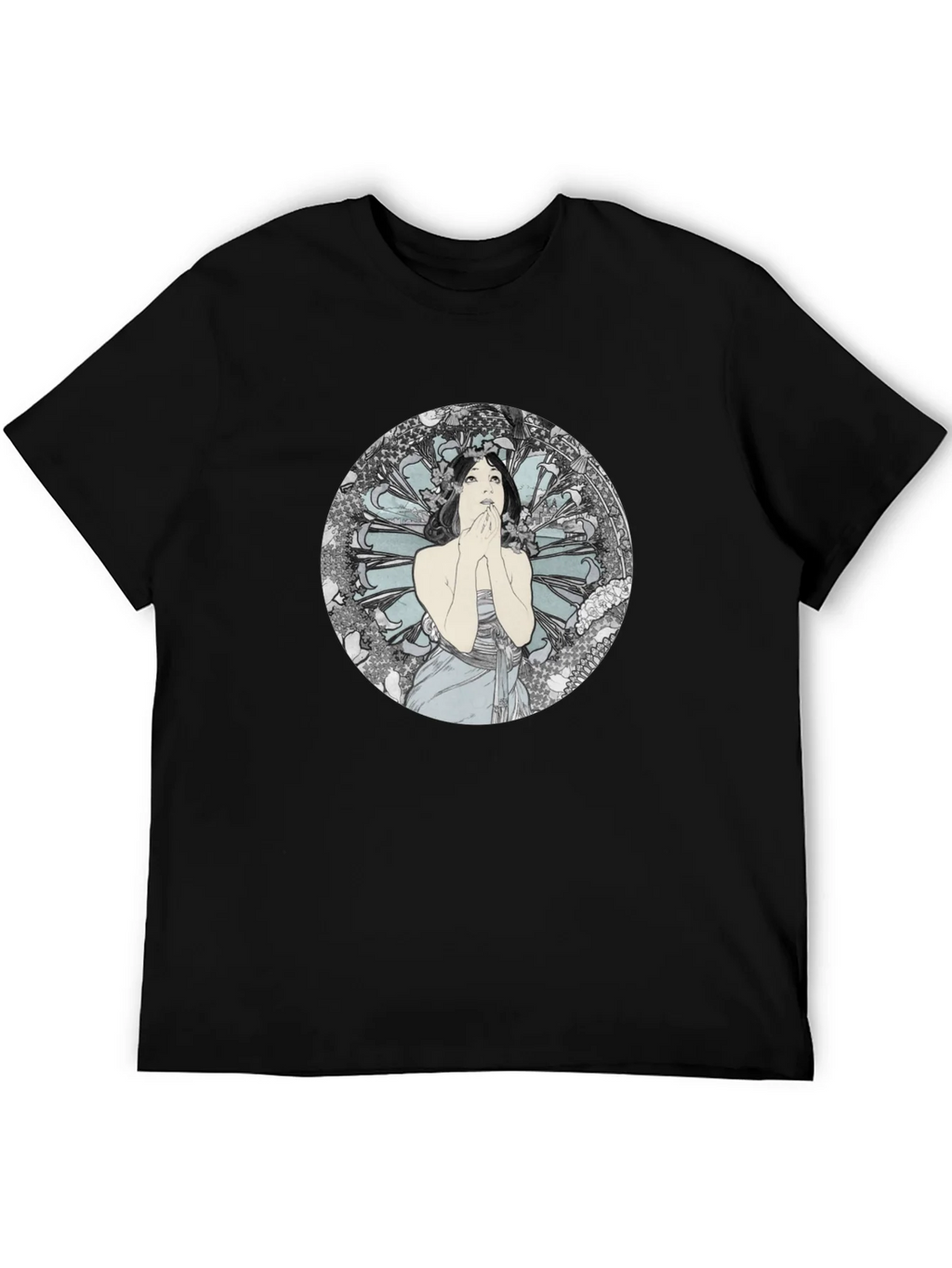Art Nouveau Lady Graphic Black T-Shirt product image 2