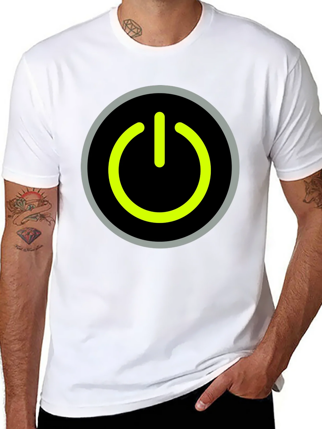 Power Button Graphic Tee - Black Cotton T-Shirt product image 2
