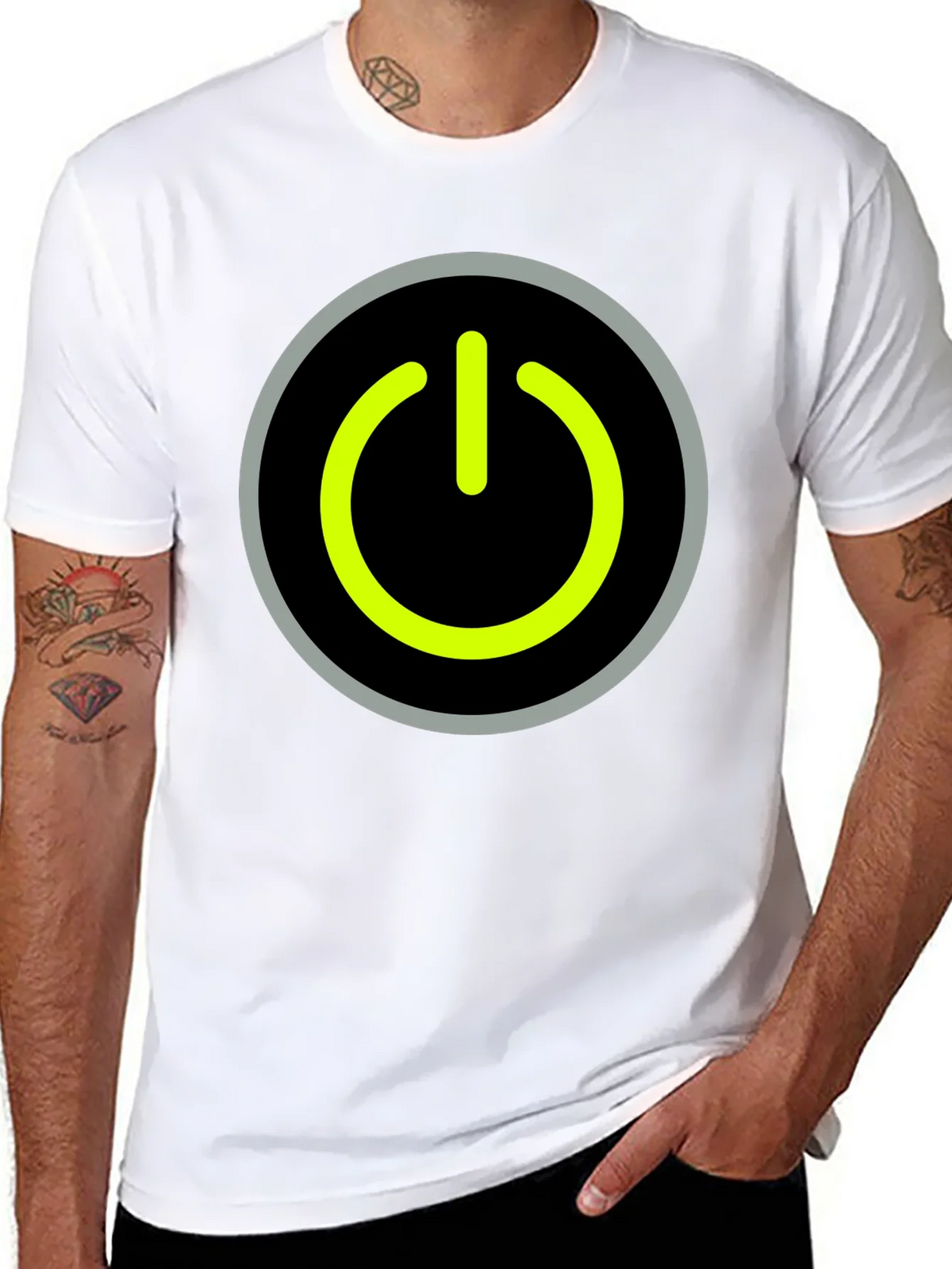 Power Button Graphic Tee - Black Cotton T-Shirt product image 2